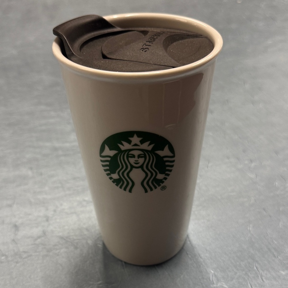 Starbucks Cream Tumbler with Dark Lid . Never used